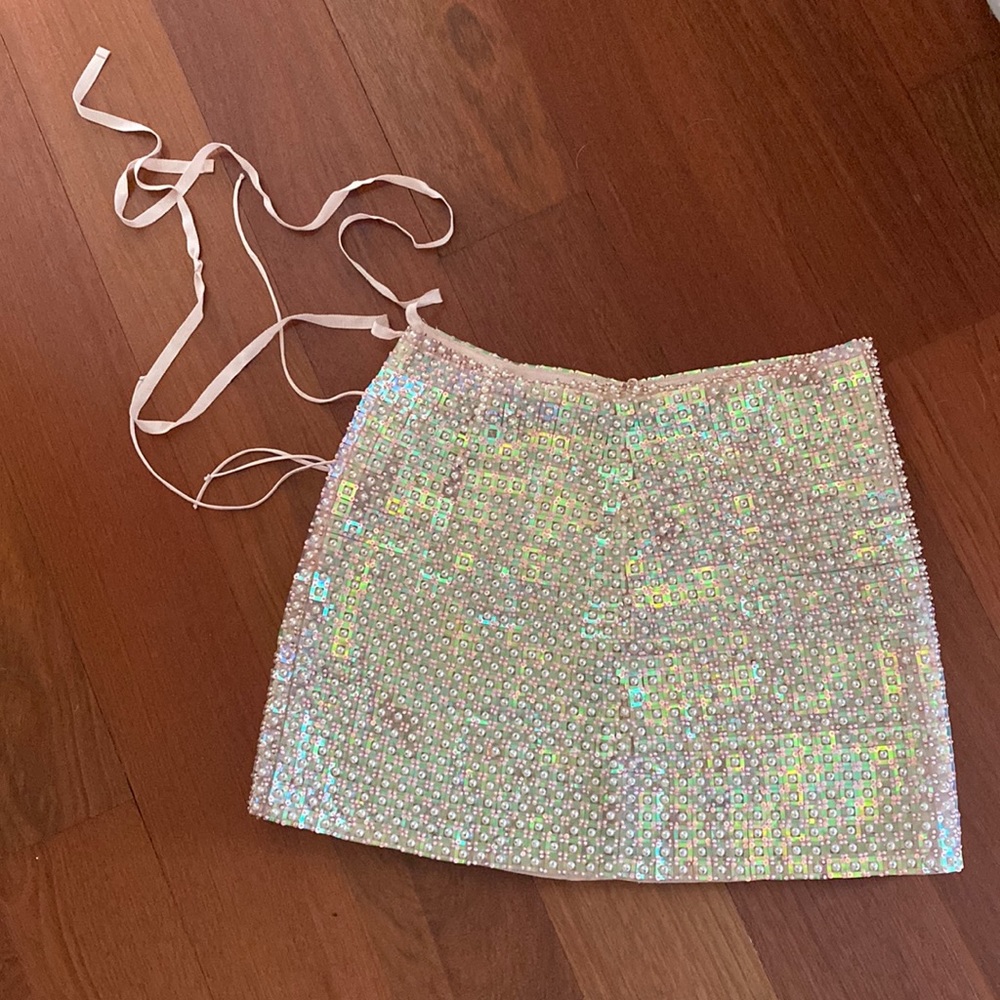 Adam Selman Sequin Bead Skirt